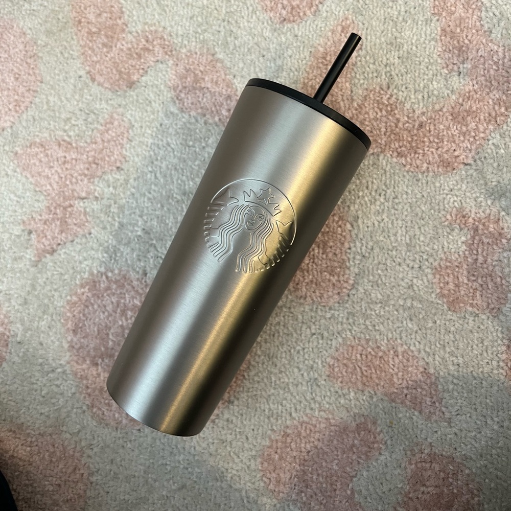BNWT metallic silver Starbucks cup